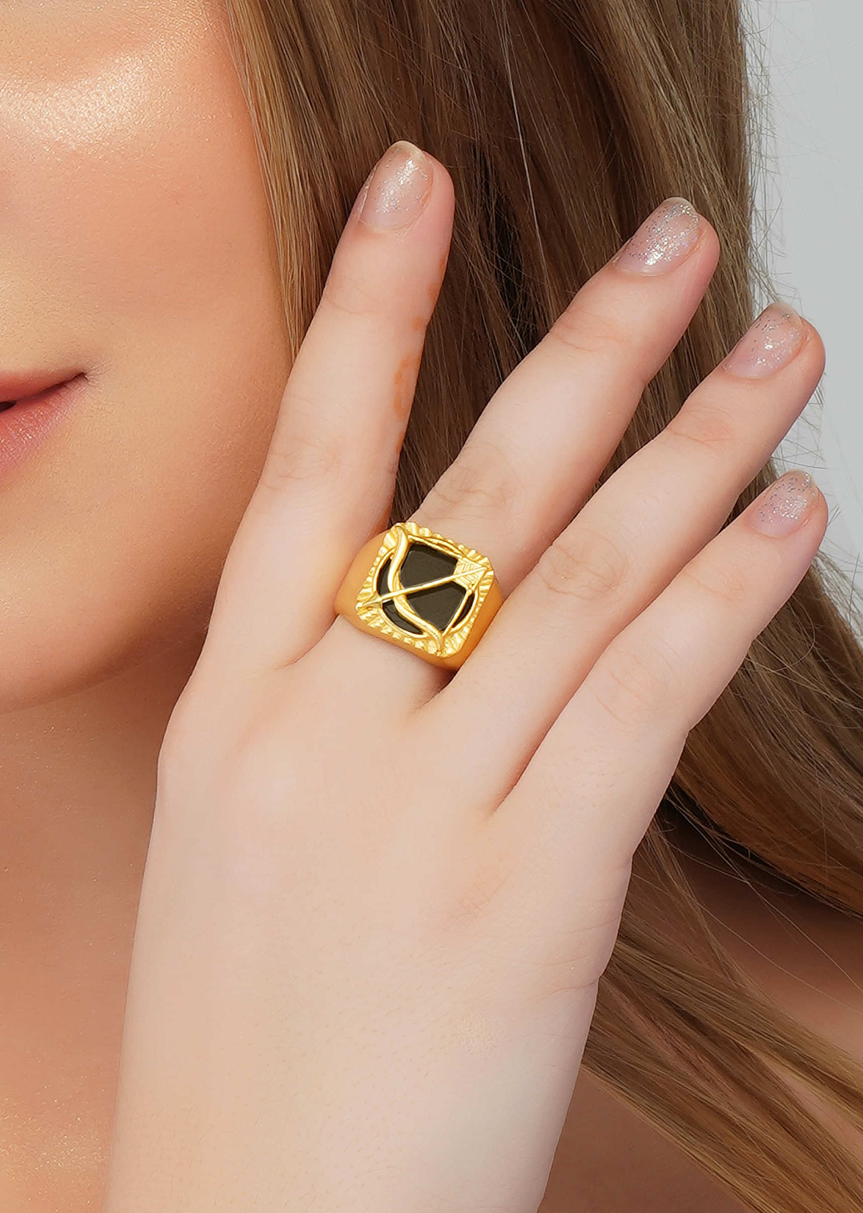 22Kt Gold Plated Spirit Of The Archer - Sagittarius Ring By Zariin