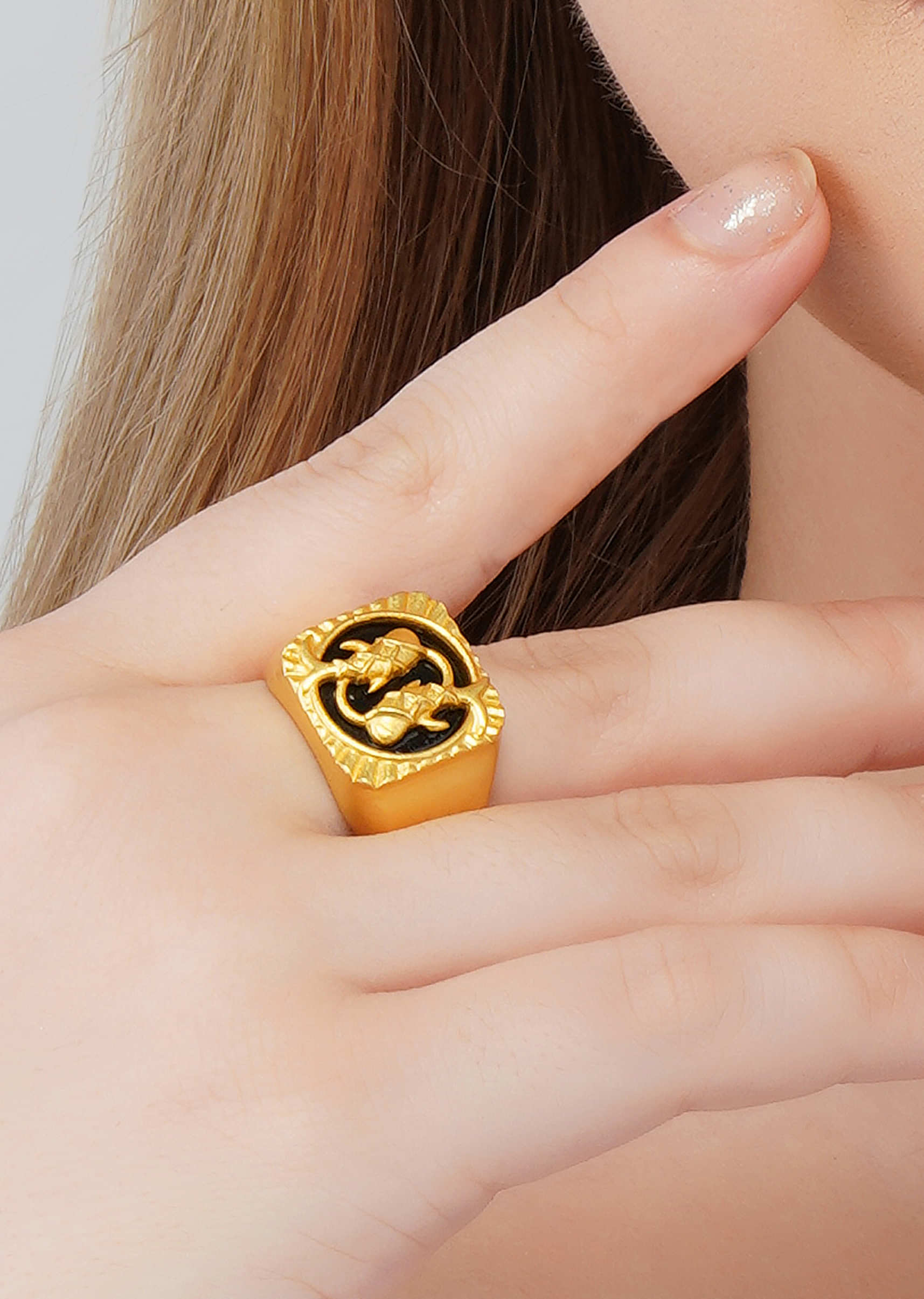 22Kt Gold Plated Spirit Of The Fish - Pisces Ring By Zariin