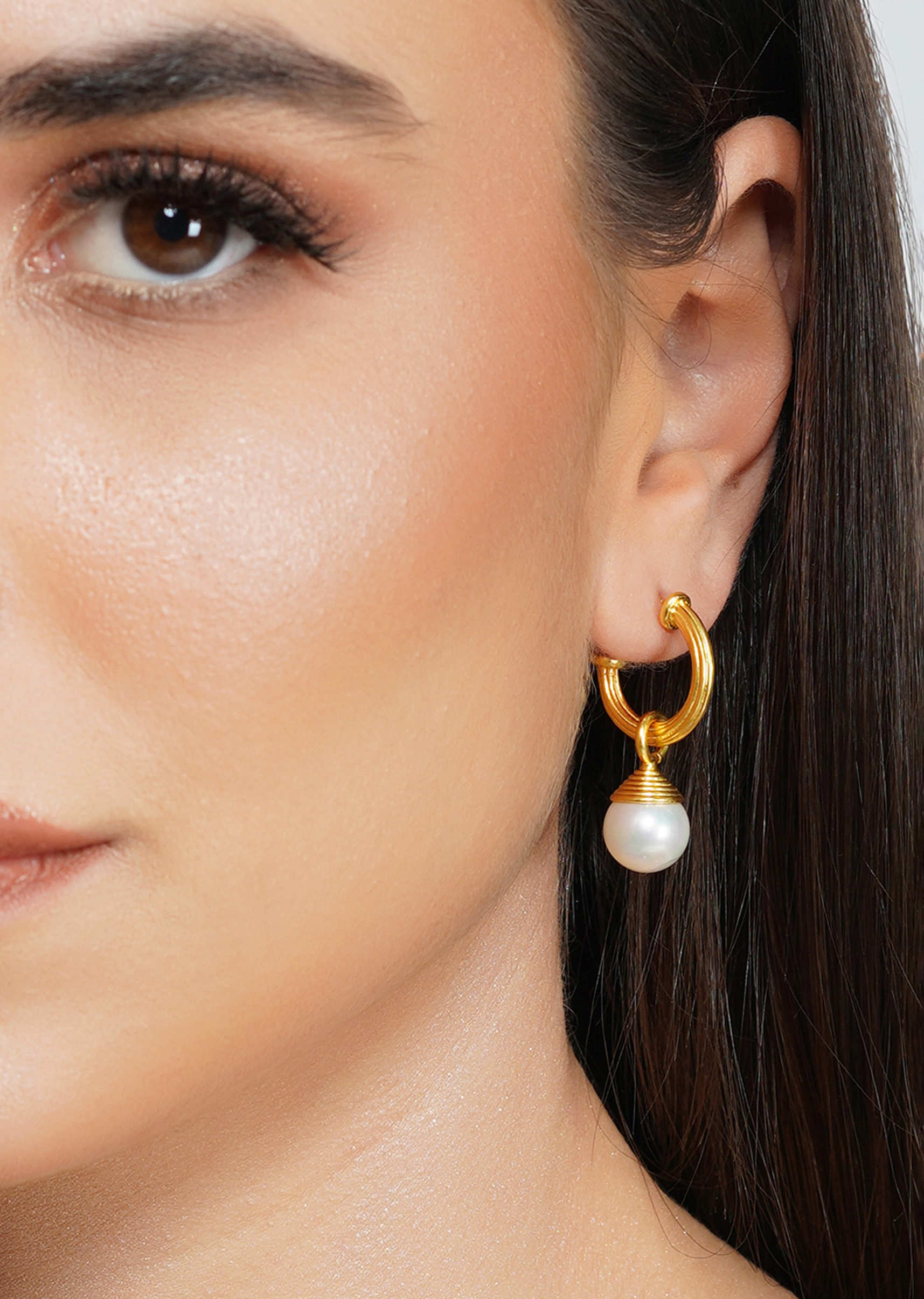 Gold Plated Earrings With Freshwater Pearl Drops