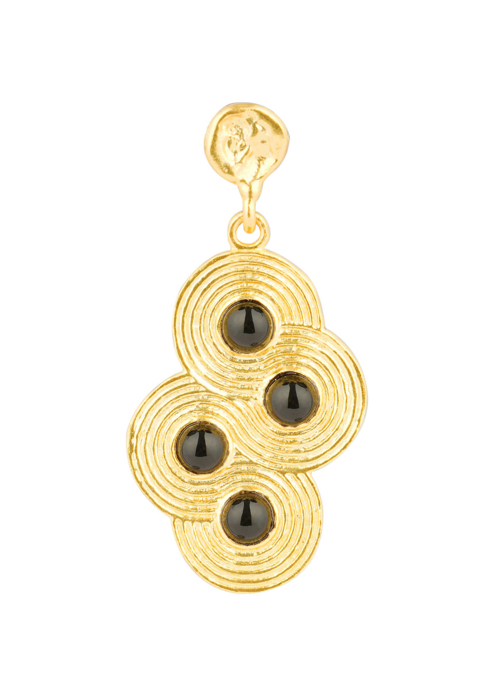 Gold Plated Designer Earrings Studded With Onyx Stones