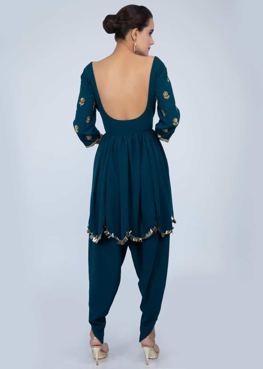 Admiral Blue Suit In Heavy Georgette With Matching Dhoti Pant Online - Kalki Fashion