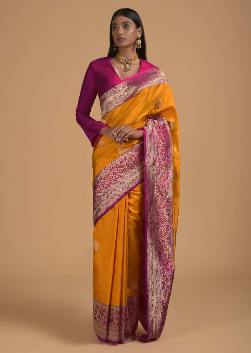 yellow color silk saree – Boutiquesarees.com