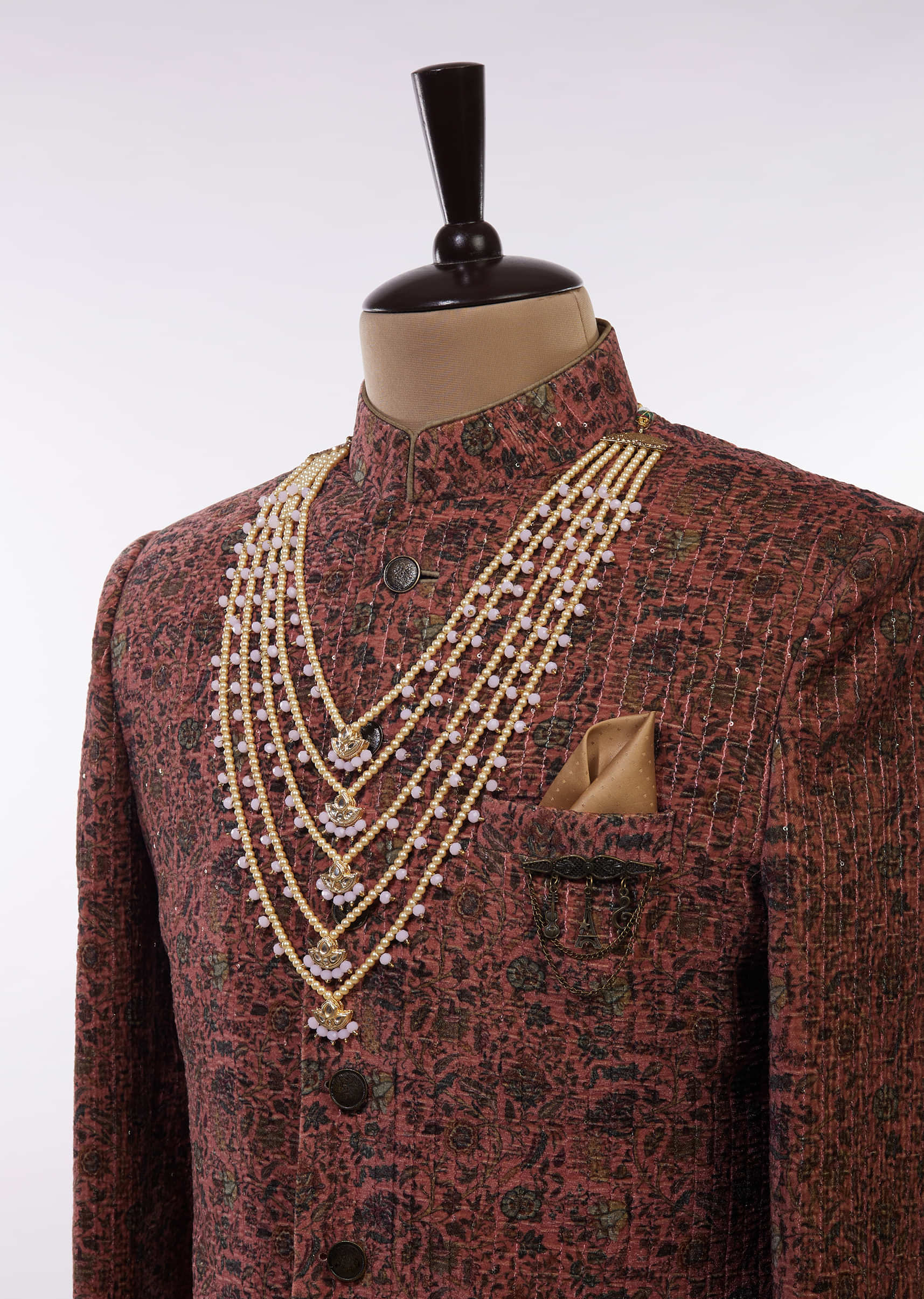 Antique Gold Polki Mala With Beads