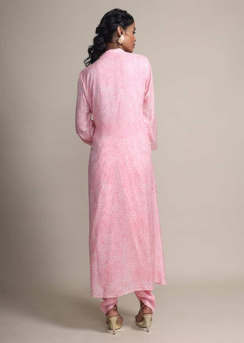 Baby Pink Bandhani Printed Suit With Matching Dhoti Pant  