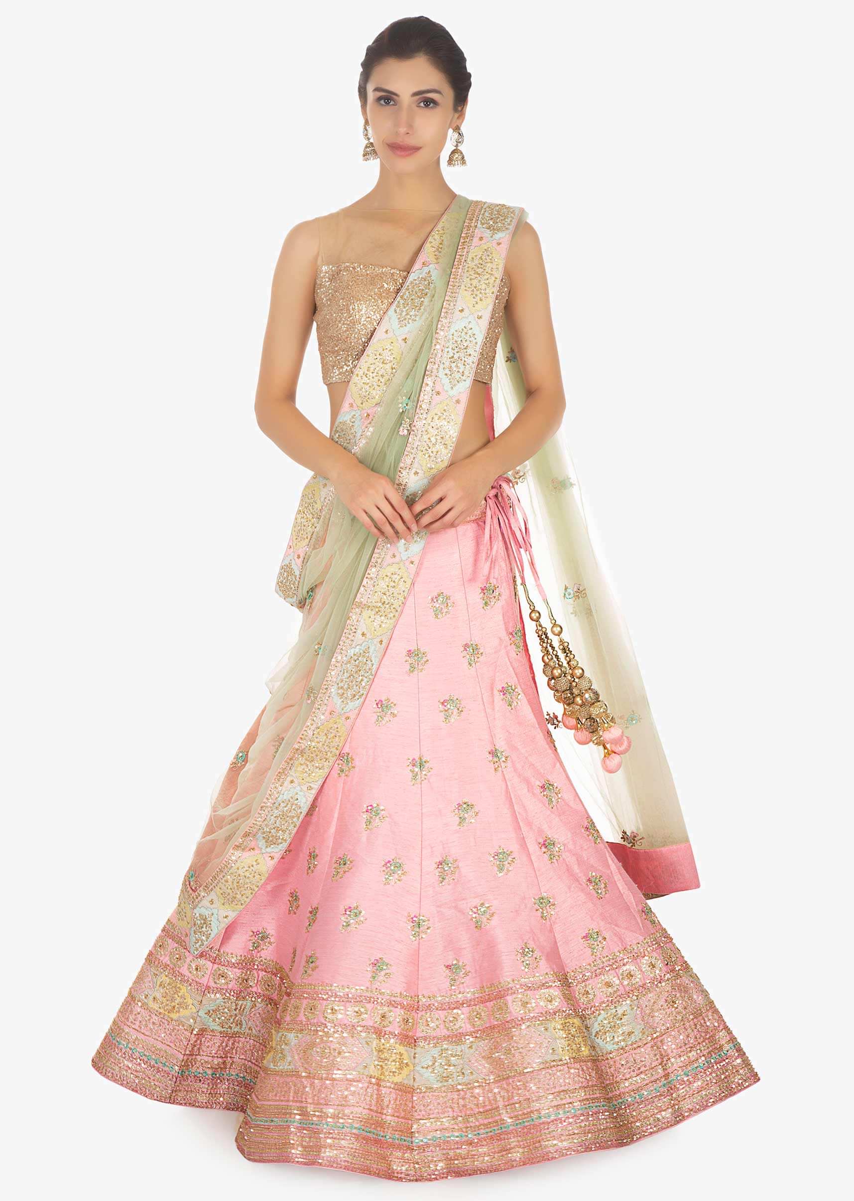 Top more than 158 pastel pink and green lehenga best