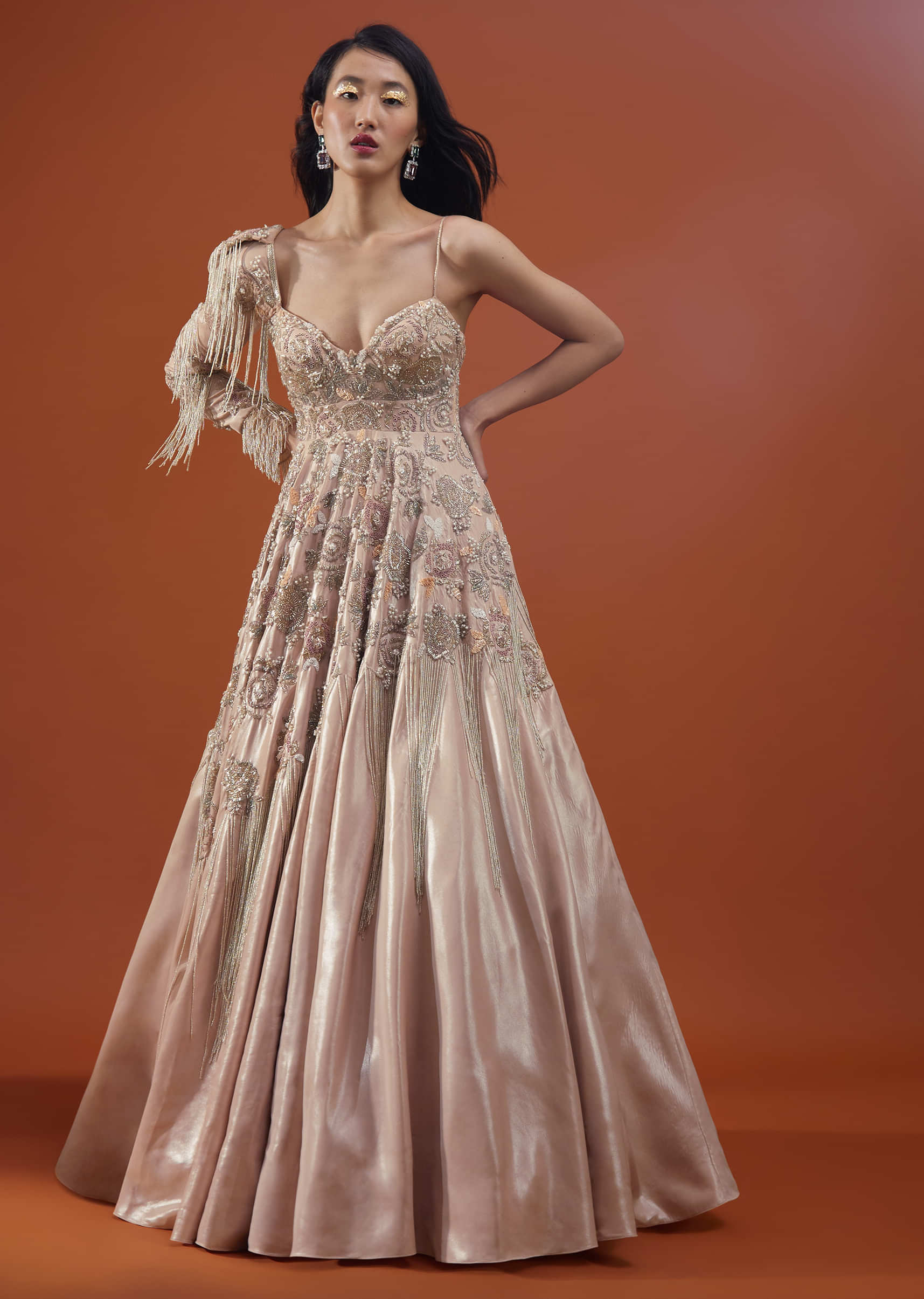 Kalki Baroque Gown In With Embellished Sleeve - NOOR 2022