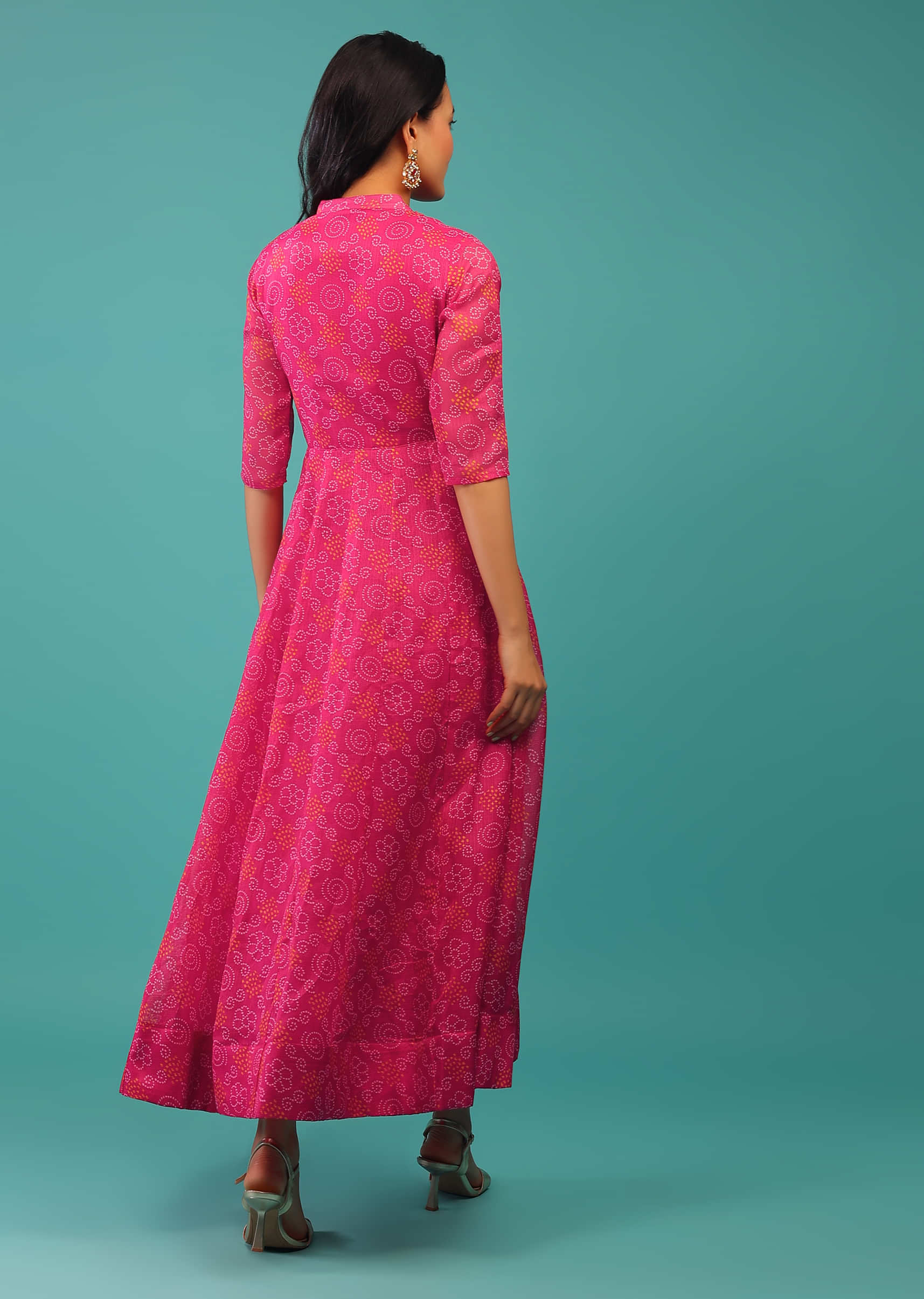 Beetroot Purple Indo-Western Dress In Kota Silk