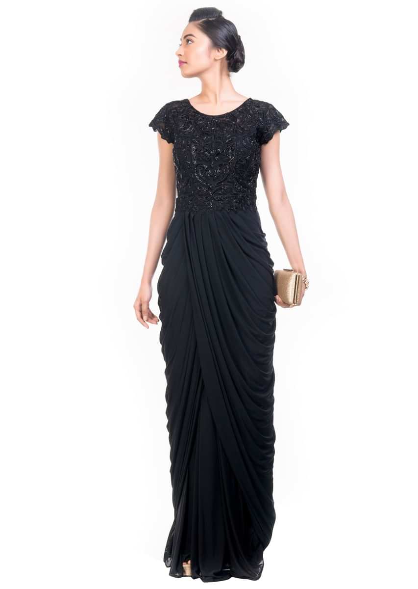 Black Cocktail Gown Online - Kalki Fashion