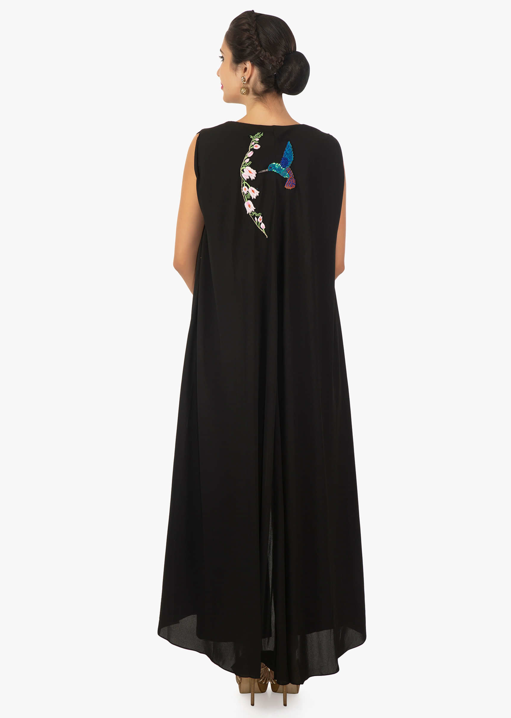 Black Tunic In Georgette With Front And Side Slits Online - Kalki Fashion