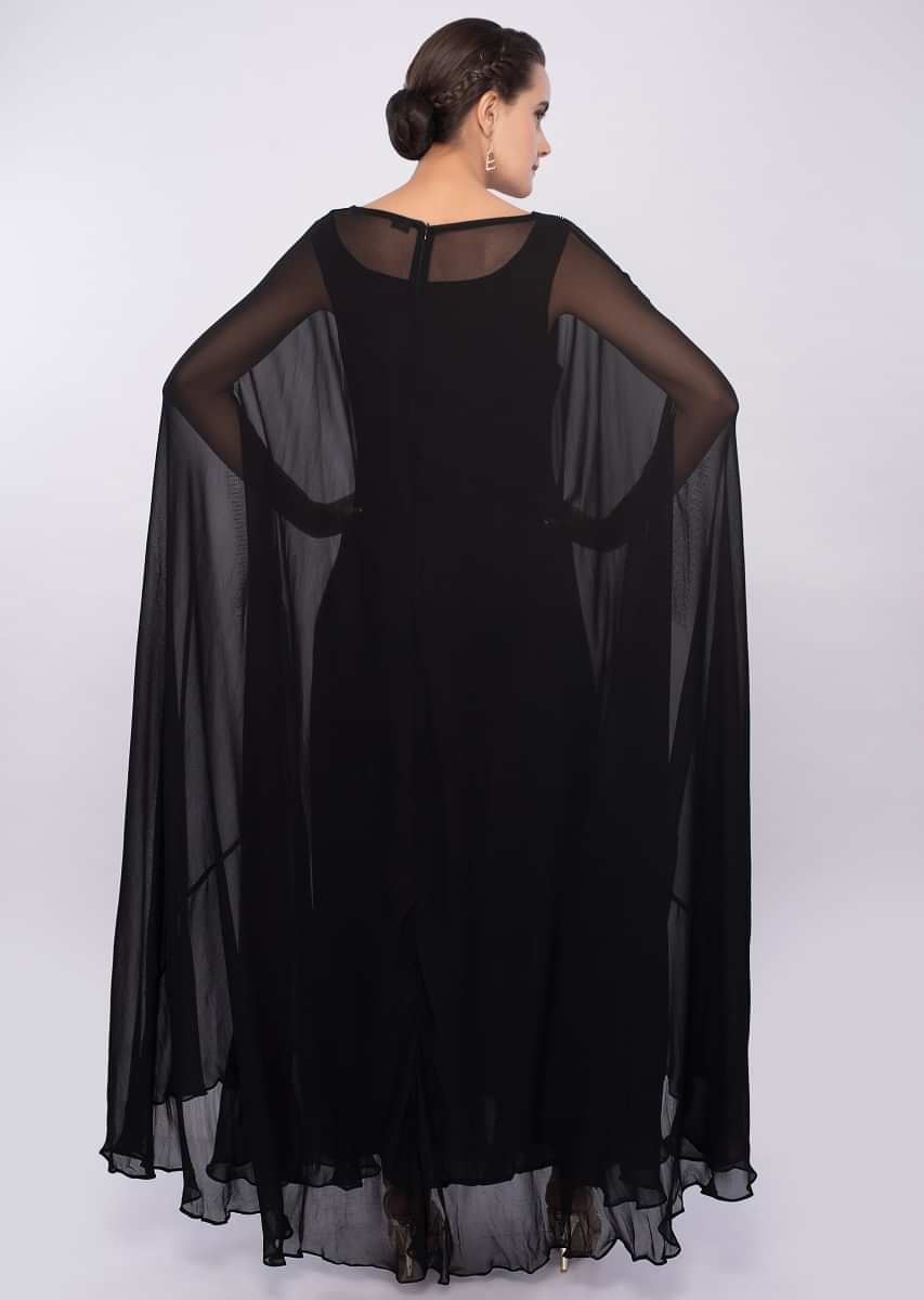 Black long tunic dress with additional fancy kaftan only on Kalki
