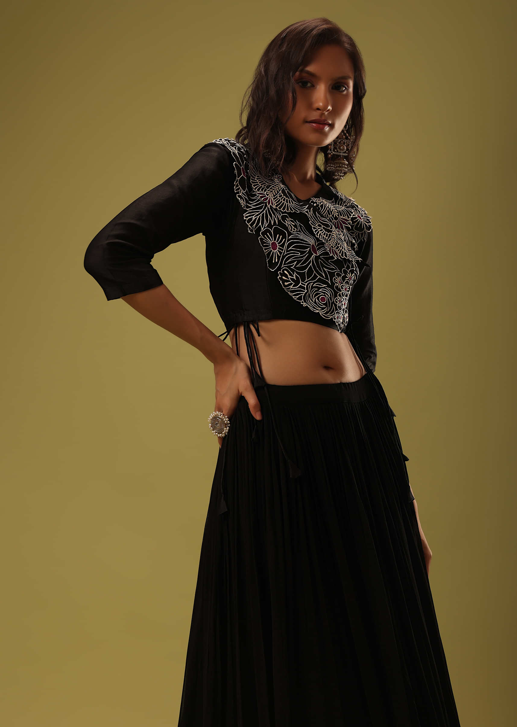 Buy Intriguing AVDAF178 Adrita Chanderi Kurta With Skirt And Kota Doria  Dupatta Online | Kessa