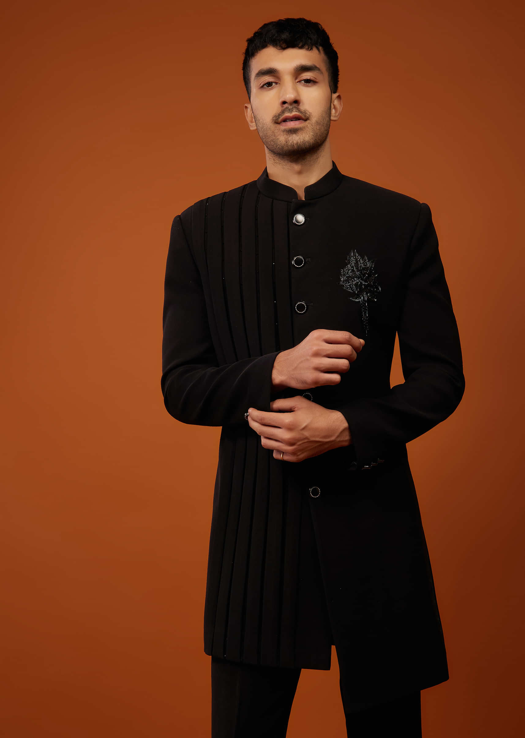 Indo Western for Men - Buy Black Sequins Velvet Indo Western Online  @Manyavar