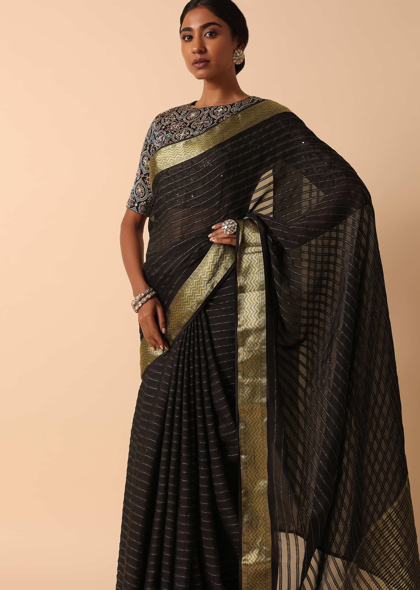 Readymade Saree Blouse, Ready to Wear Black Sequin Sari Blouse, Readymade  Blouse