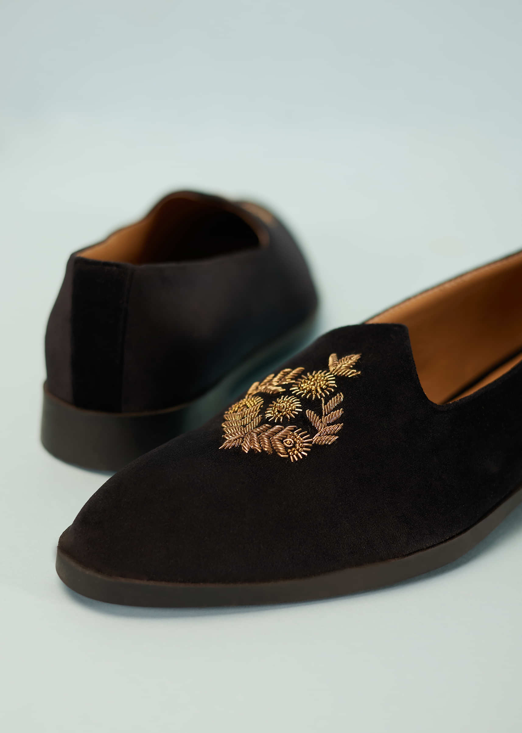 Black Mules For Men In Suede With Embroidery