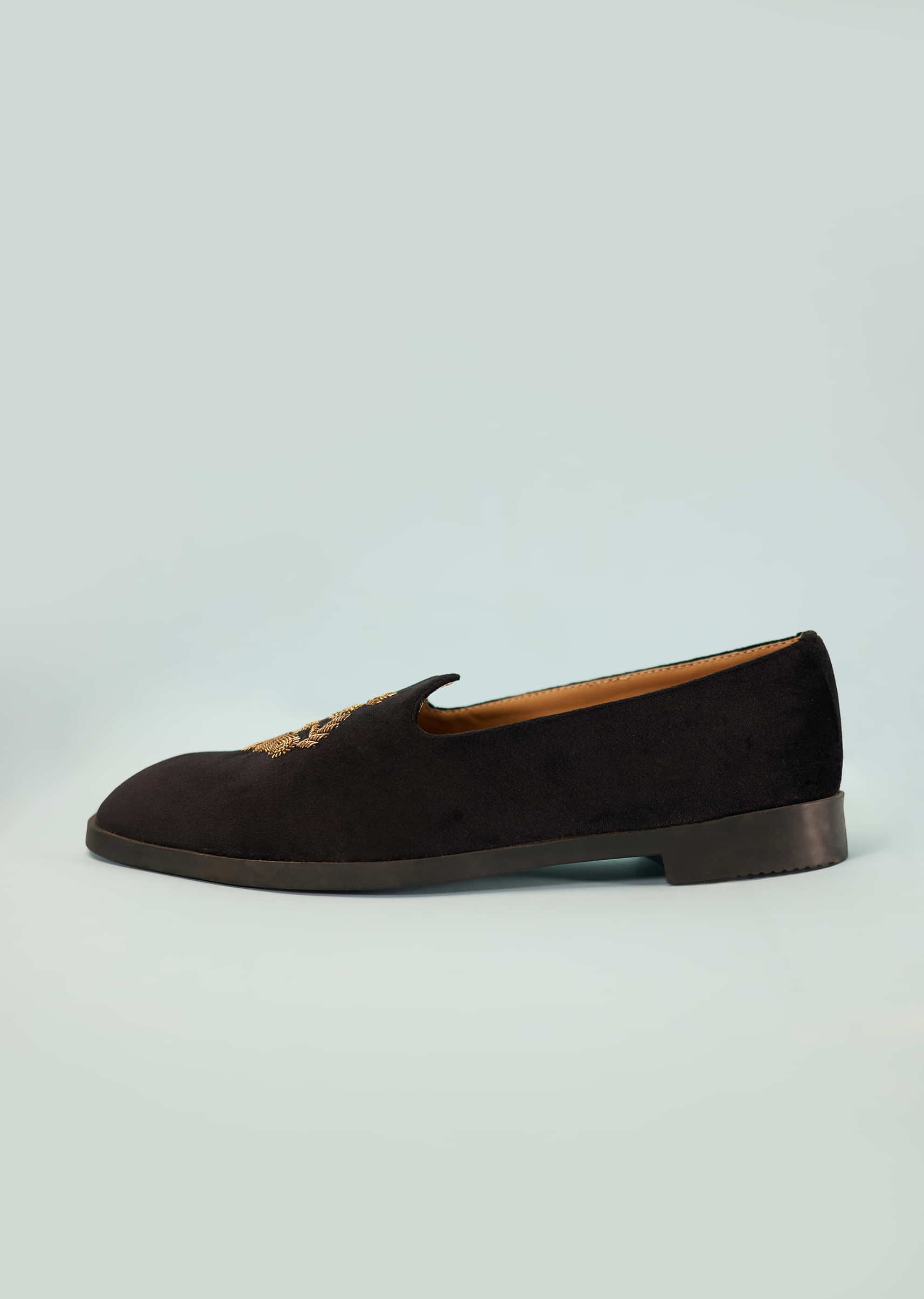 Black Mules For Men In Suede With Embroidery