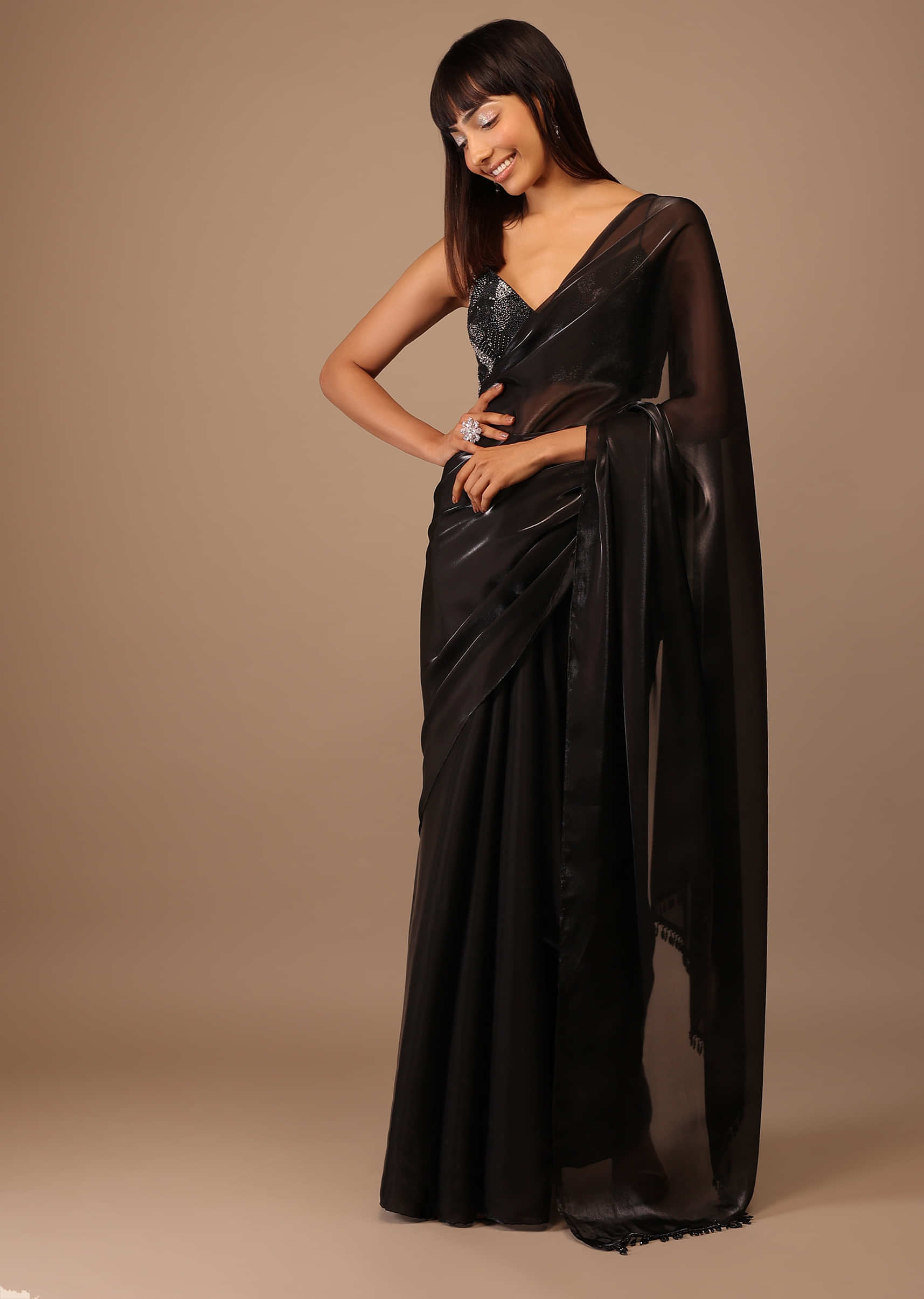 Buy Black Printed Georgette Saree Floral Design Online | trendwati-sgquangbinhtourist.com.vn
