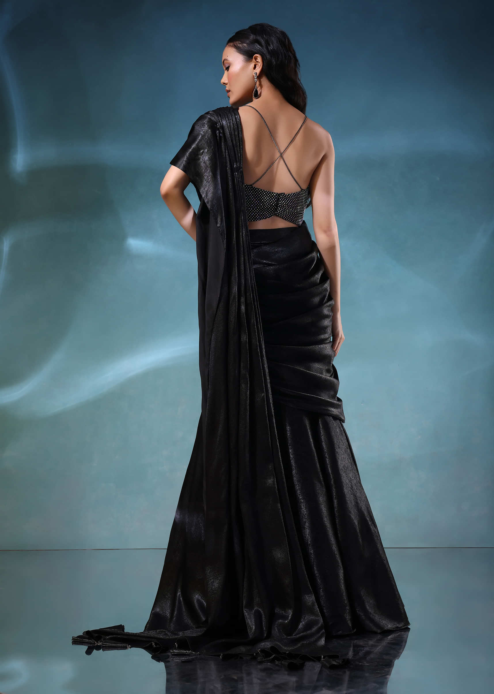 GAJERACHOICE Women,s Stylish Black Ready To Wear Lehenga Saree With Choli :  : Fashion