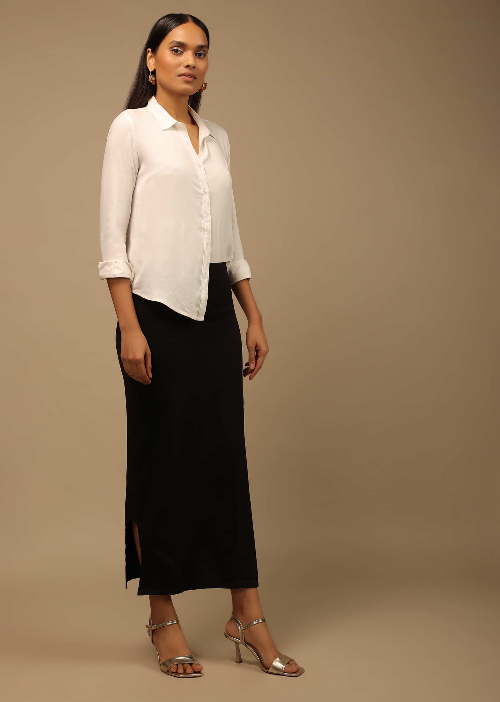 Buy Black Shapewear Saree Petticoat In Cotton Lycra With Elastic