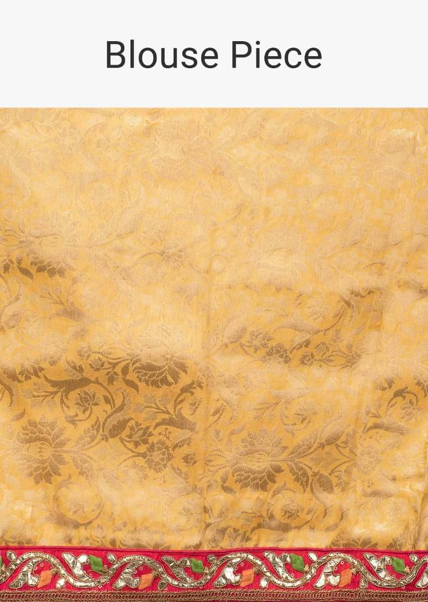 Blonde yellow brocade silk lehenga only on Kalki