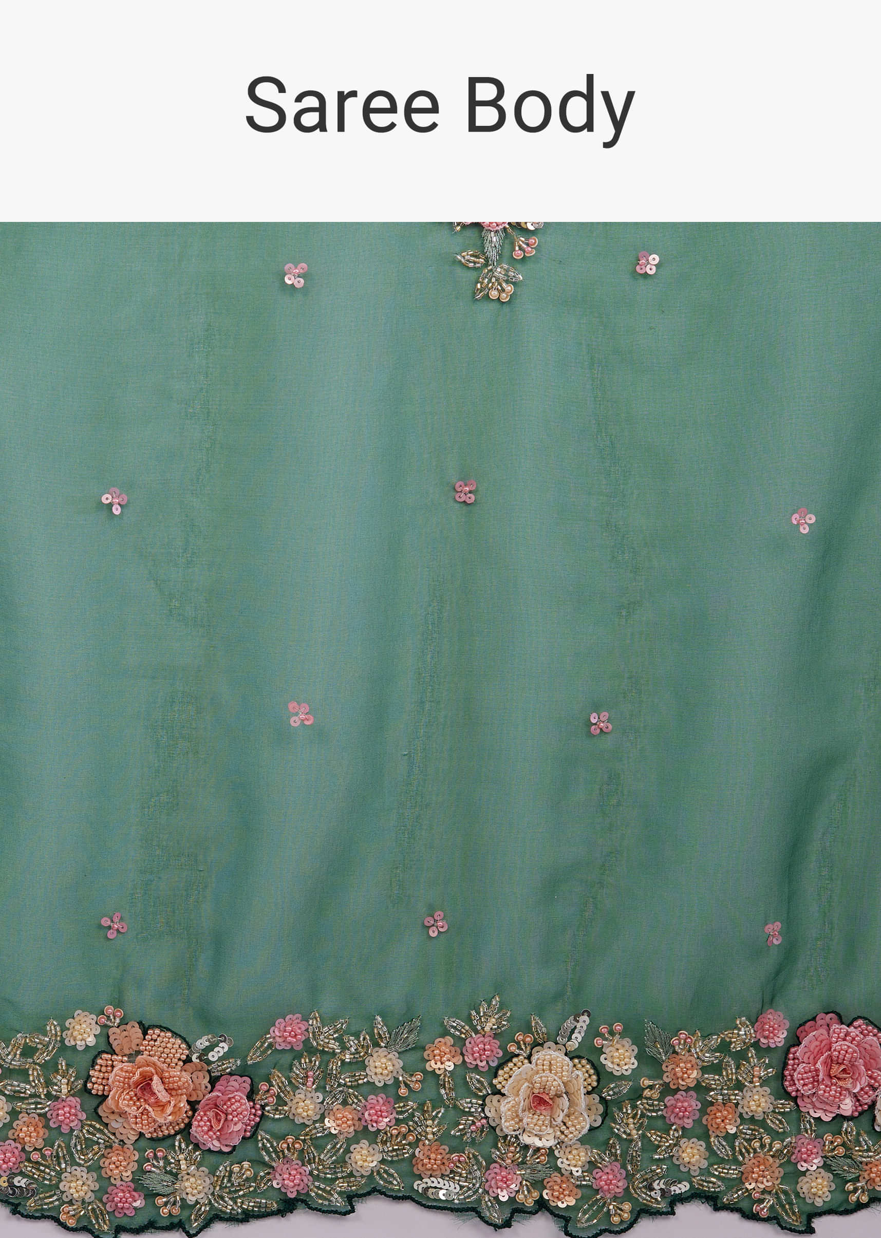 Deep Green Organza Saree With Exquisite Embroidery