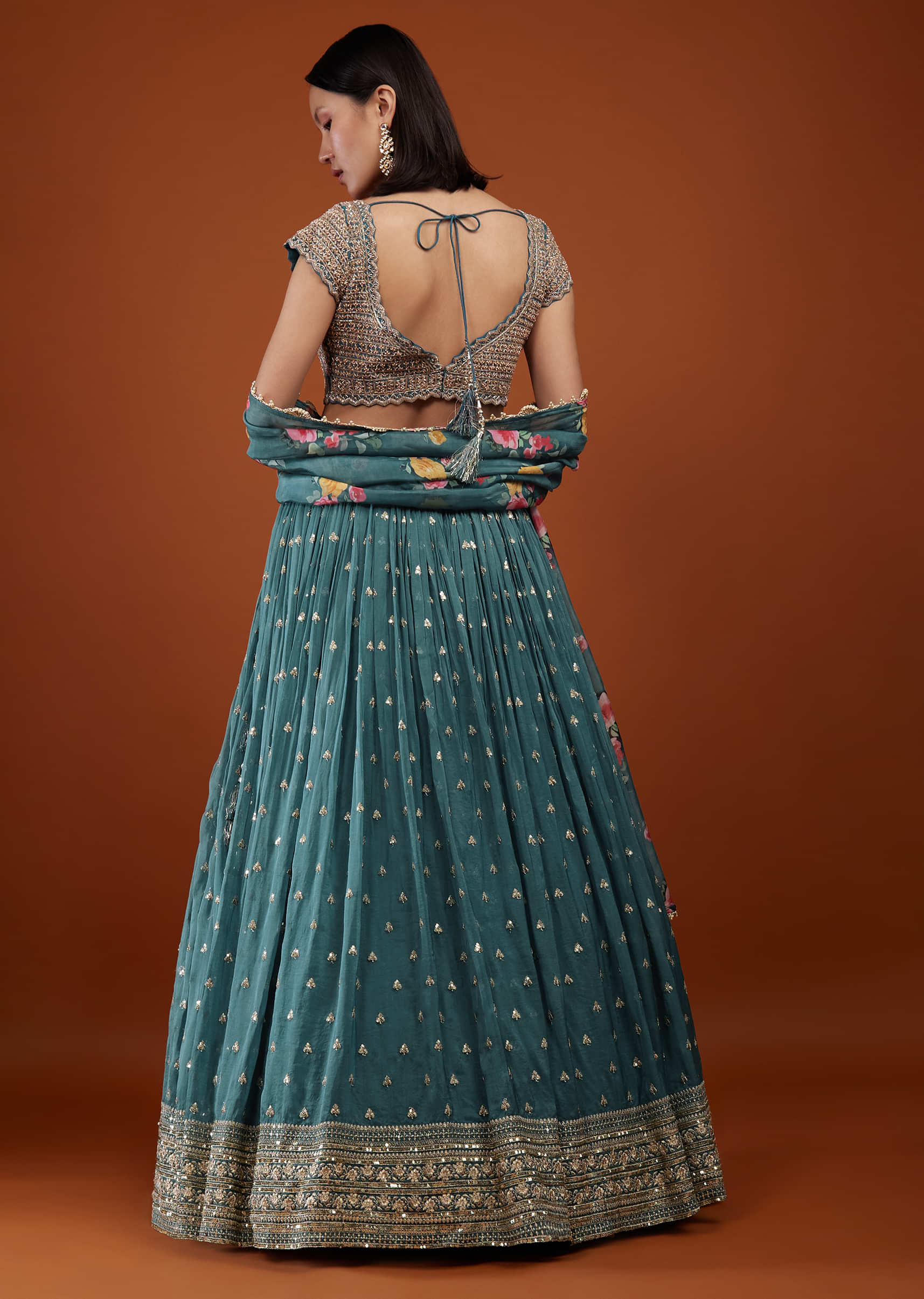 Airforce Blue Lehenga With Embroidery