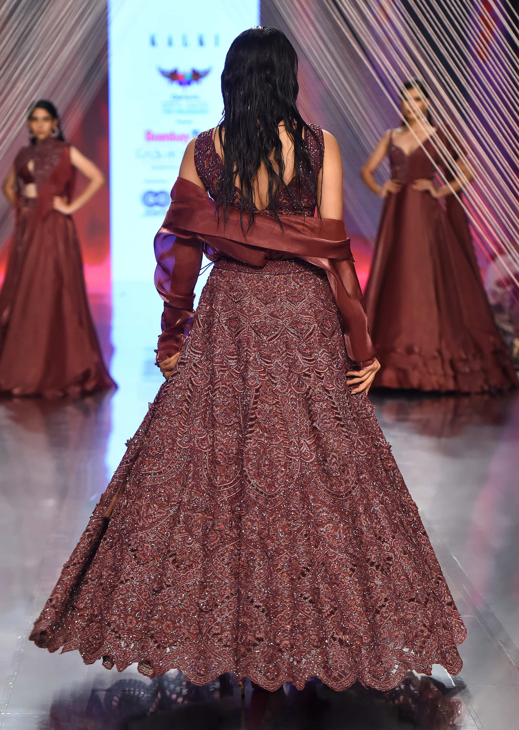 Cherry Crop Top And Lehenga Set In Sequins Embroidery, Crop Top Comes In Sleeveless With A Sweetheart Neckline
