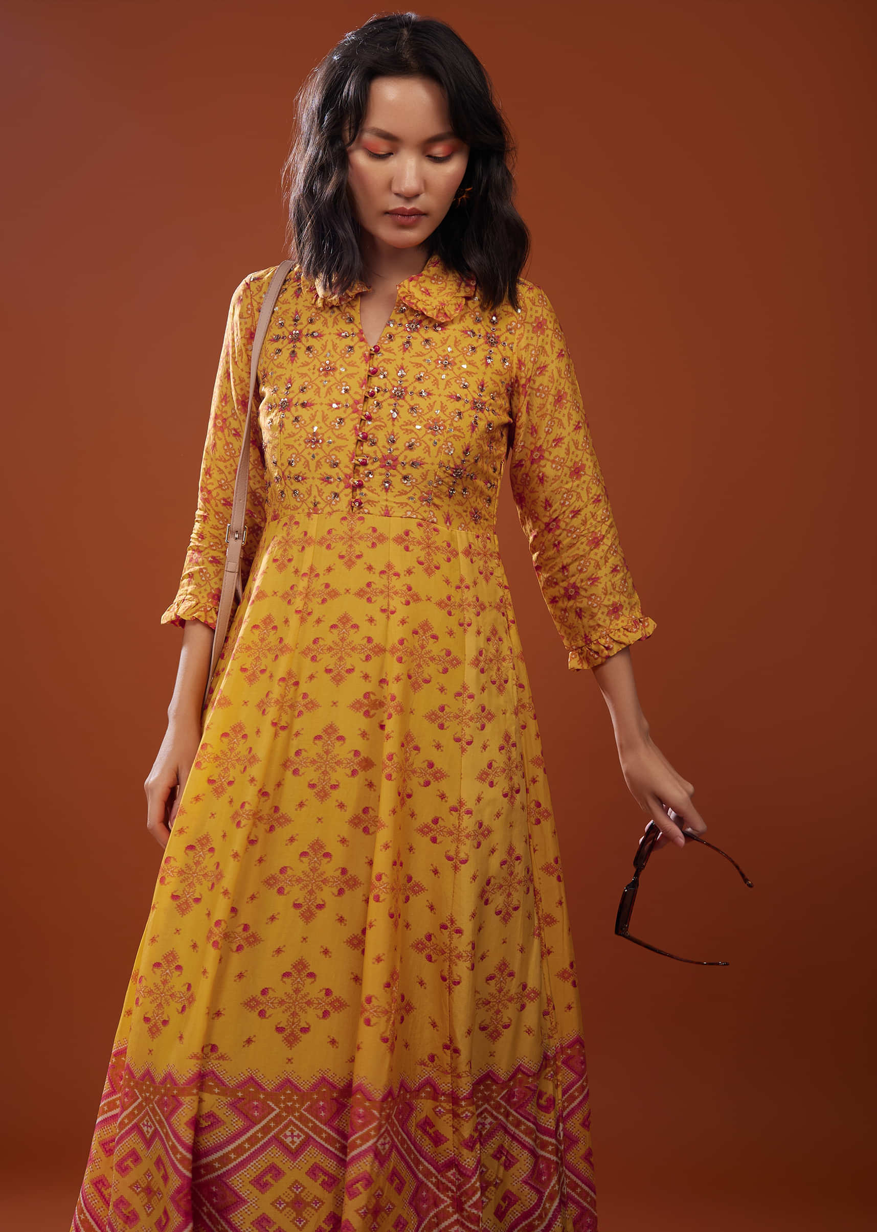 Amber Yellow Silk Maxi Dress