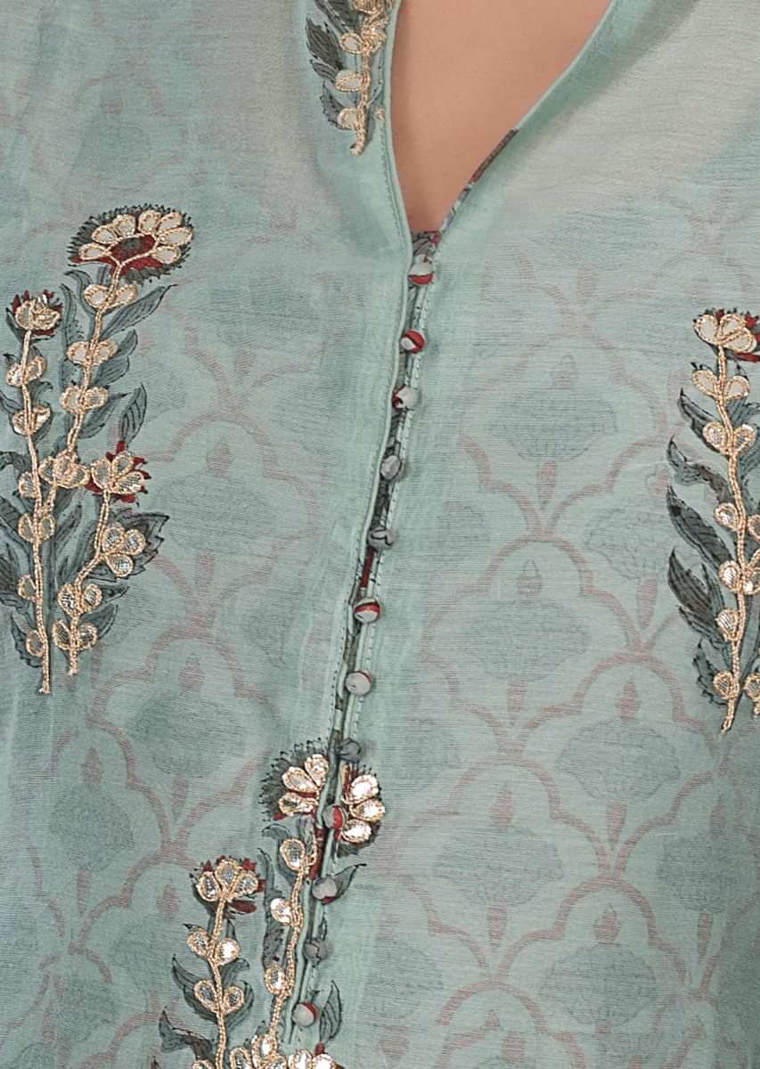 Cambridge blue cotton tunic dress with butti only on Kalki