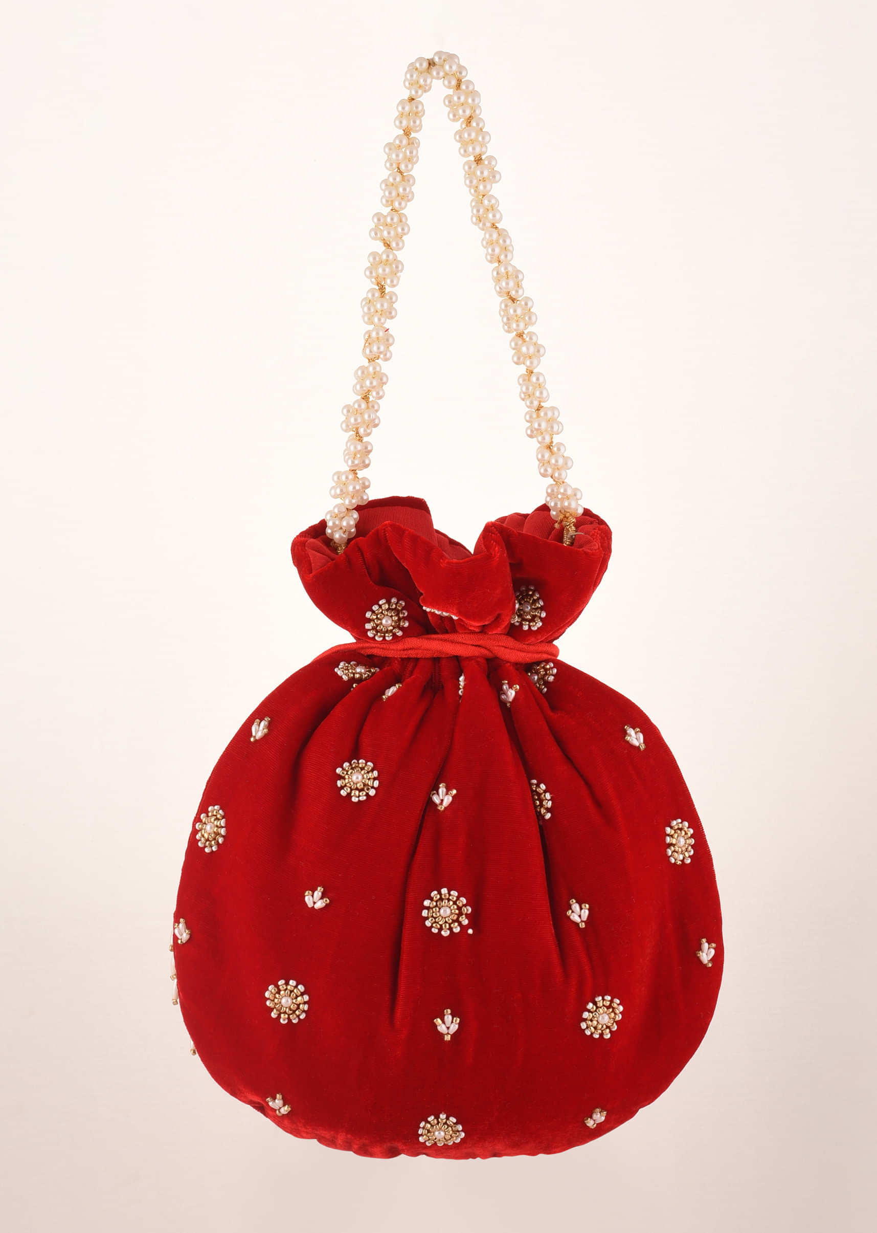 Handmakers Red Yellow Velvet with Eco Fabric Potli bags for