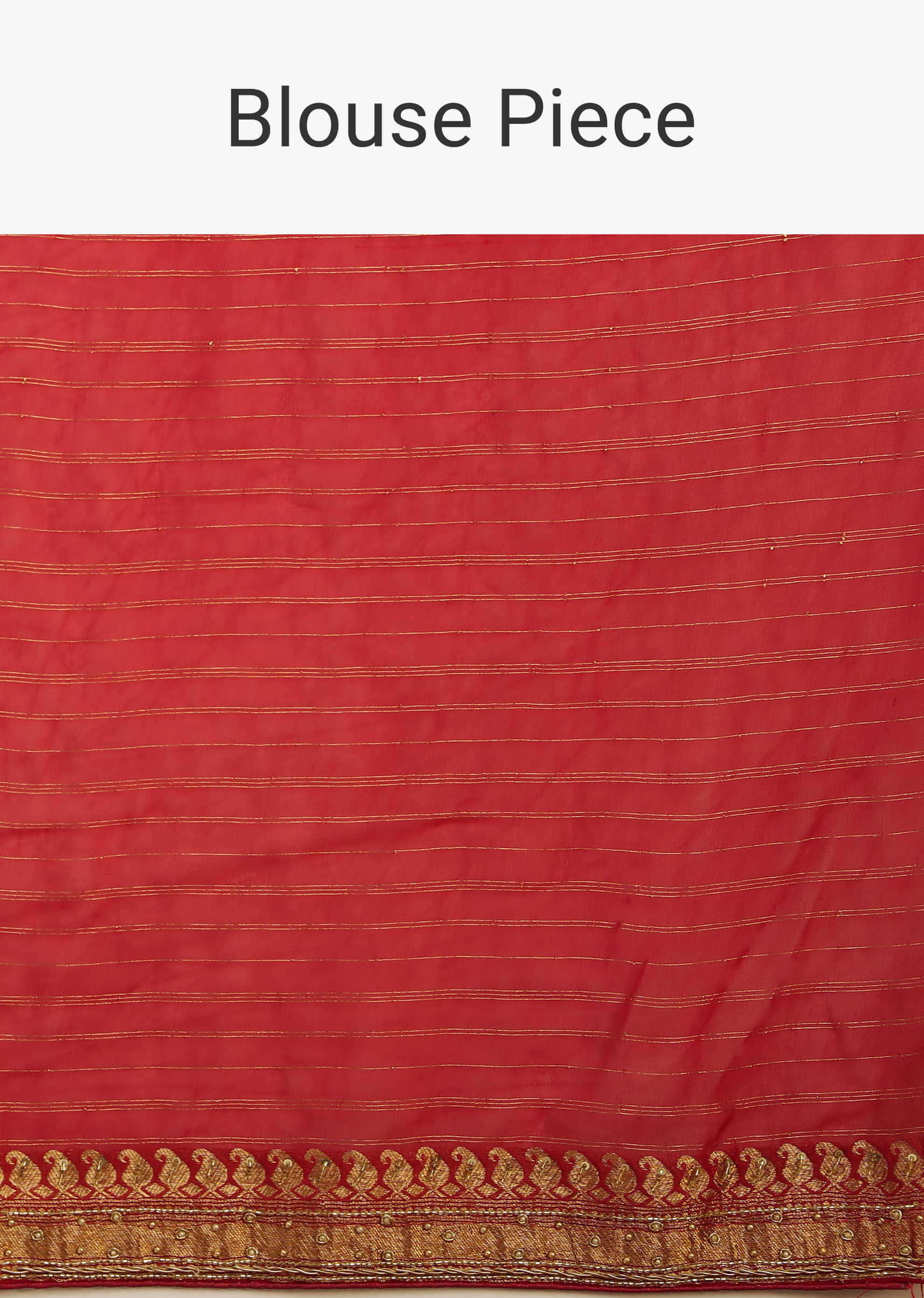Chinese Red Banarasi Saree In Georgette With Woven Checks And Bandhani Design Along With Zardosi Work  