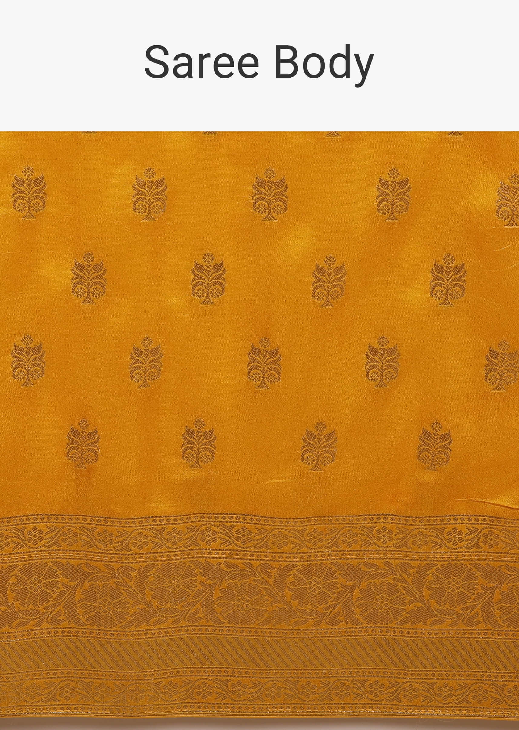 Marigold Yellow Saree In Dola Silk With Woven Buttis And Floral Pallu Weave