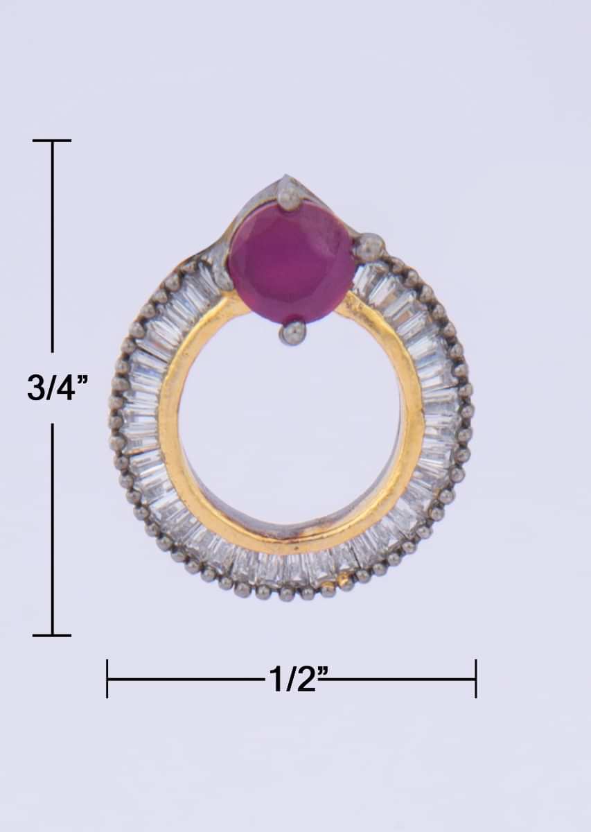 Circular Studs With Buggle Beads And Magenta Stone At The Center Online - Kalki Fashion