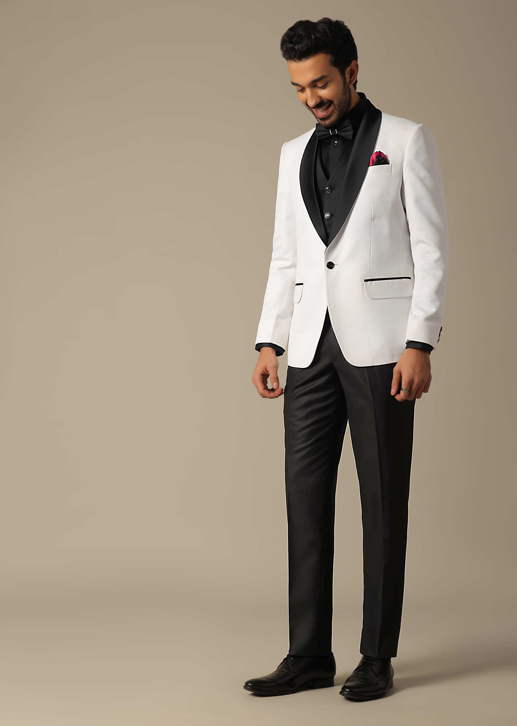Buy Classic White Textured Tuxedo Set