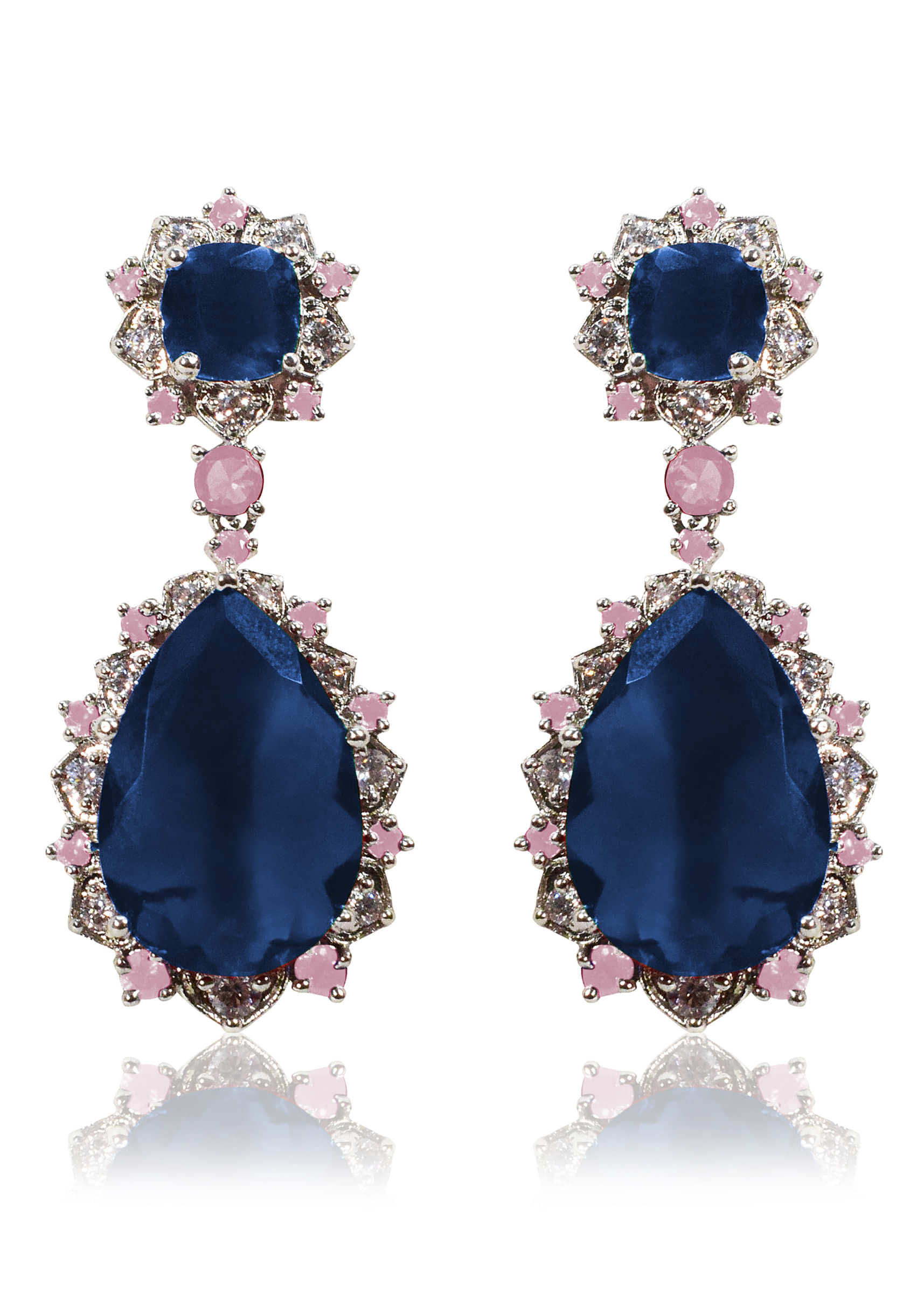 Cocktail Earrings Ehanced With Pink Diamonds