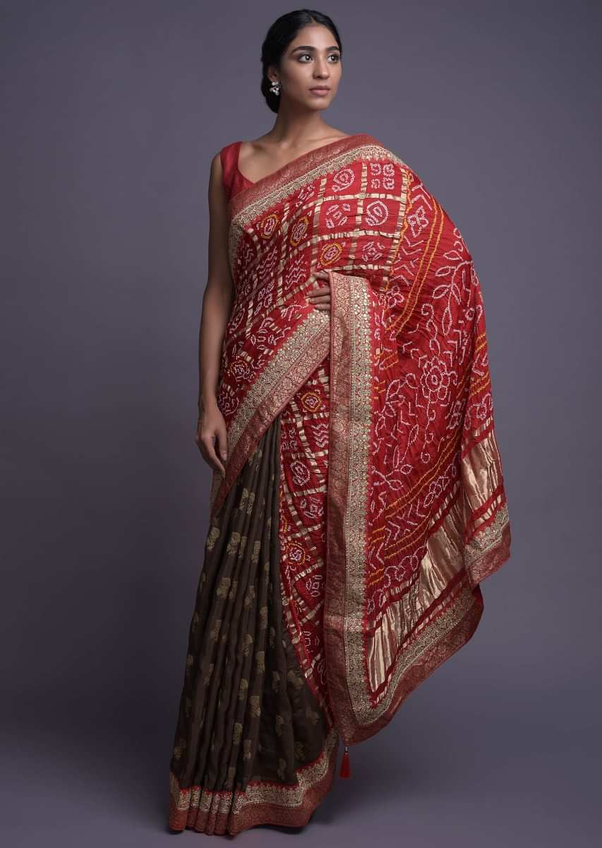 Stunning Coffee Colour Saree With White Leriya Pattern And Comes Heavy –  garment villa