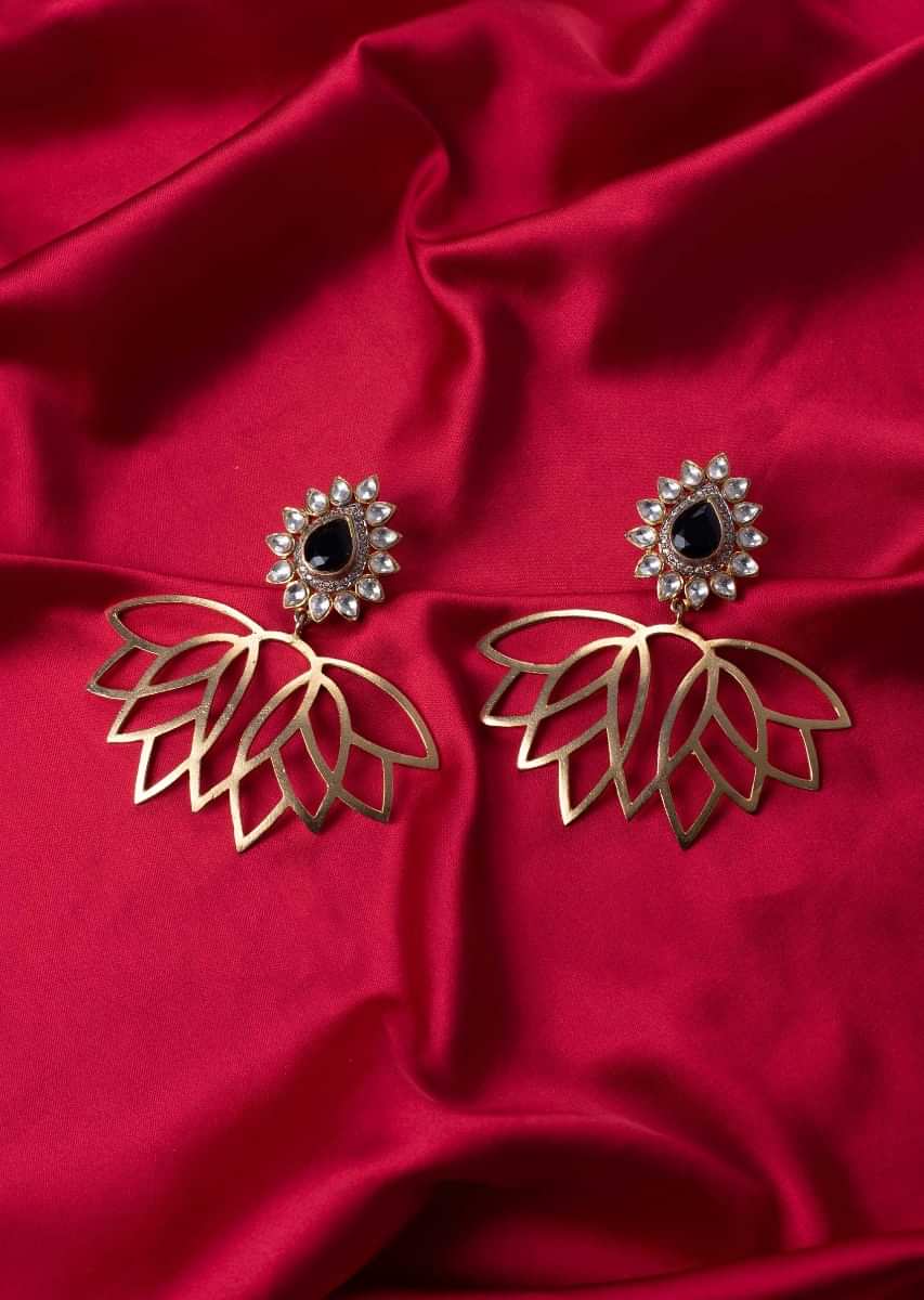 Contemporary style earing with kundan and cut outs only on Kalki