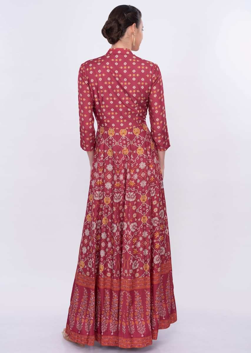 Coral cotton tunic dress in floral print only on Kalki