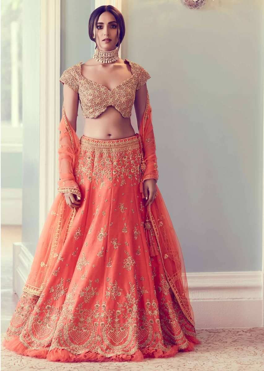 Yellow Unstitched Bridal Lehenga Choli Online For Haldi India USA UK –  Sunasa