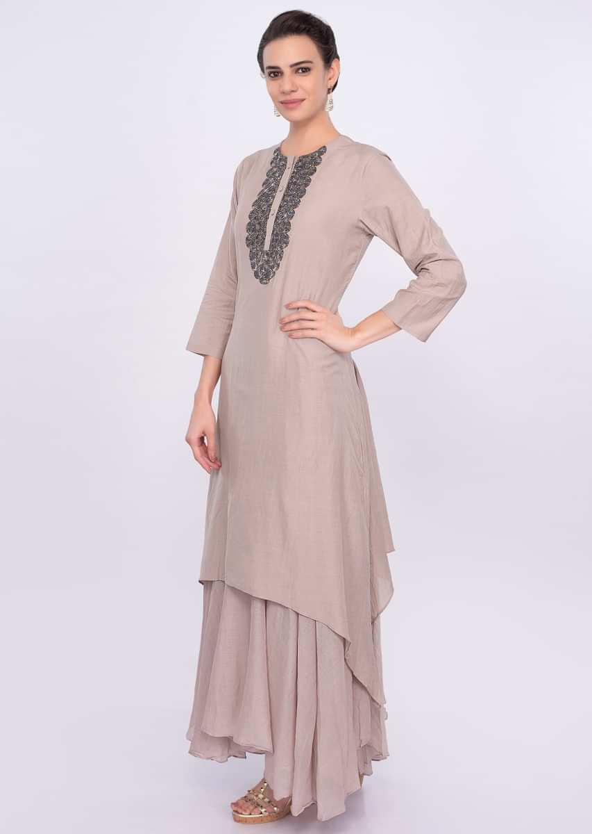 Crepe pink double layer cotton tunic dress only on Kalki