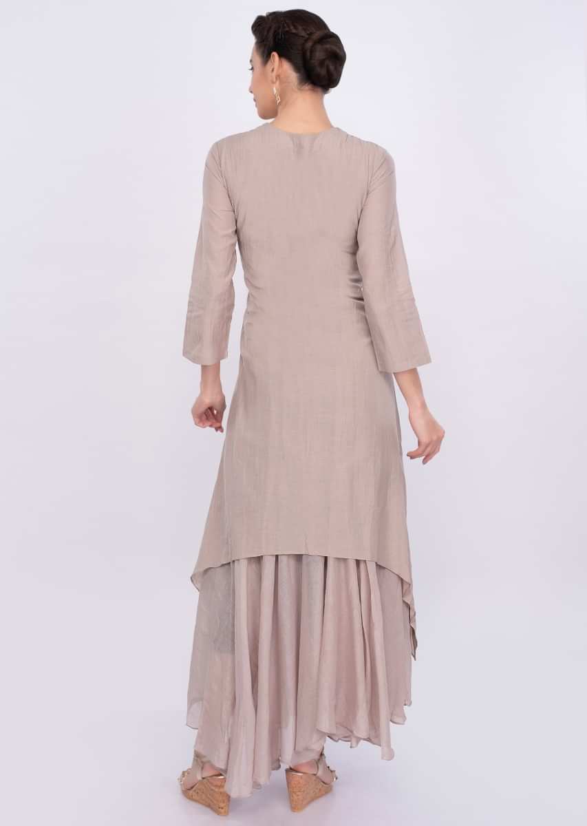 Crepe pink double layer cotton tunic dress only on Kalki