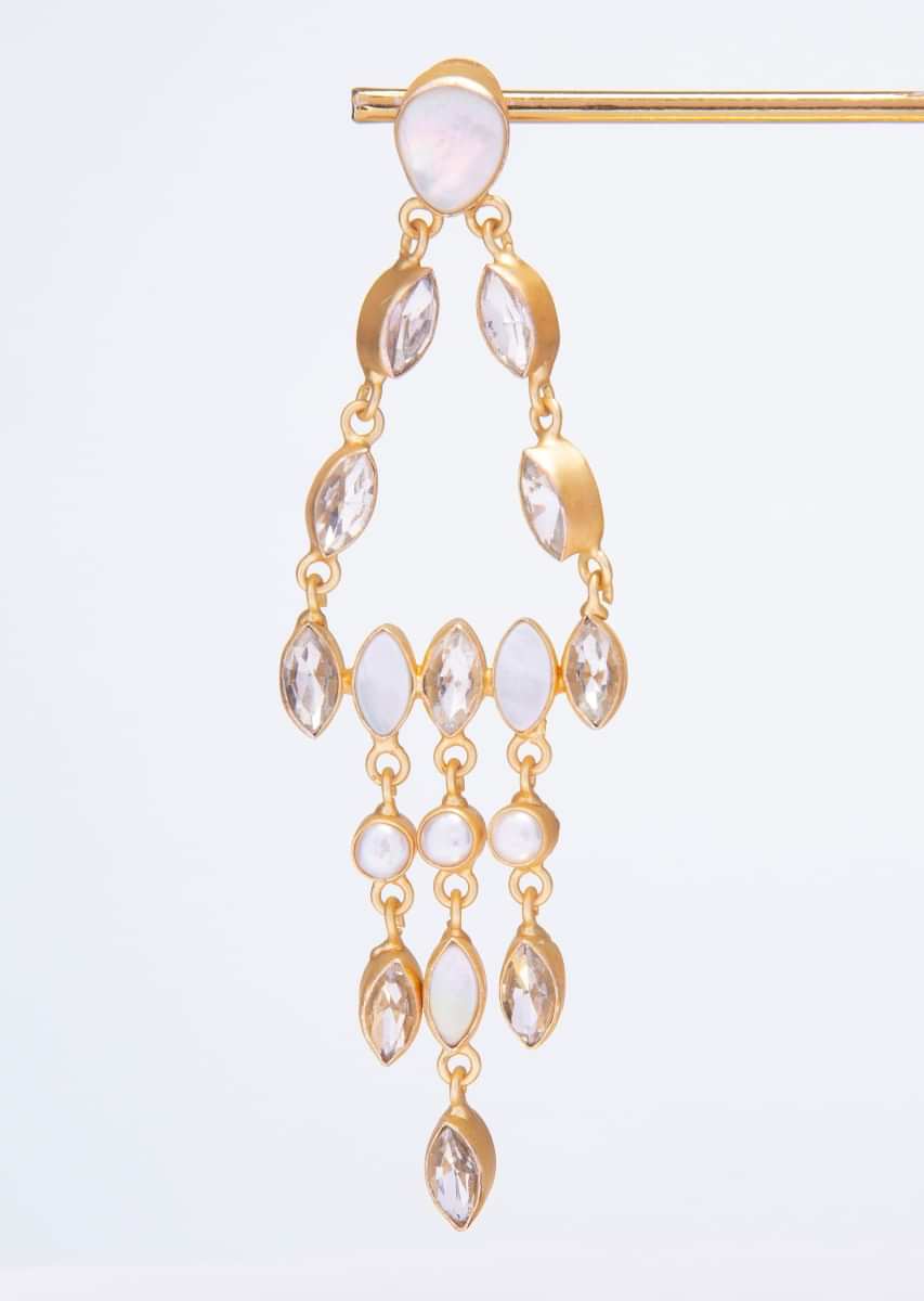 Crystal and acrylic bead studded chandelier earring only on kalki