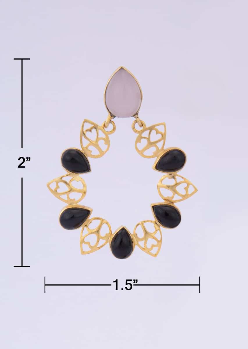 Cut out cluster earring adorn with semi precious stones only on kalki