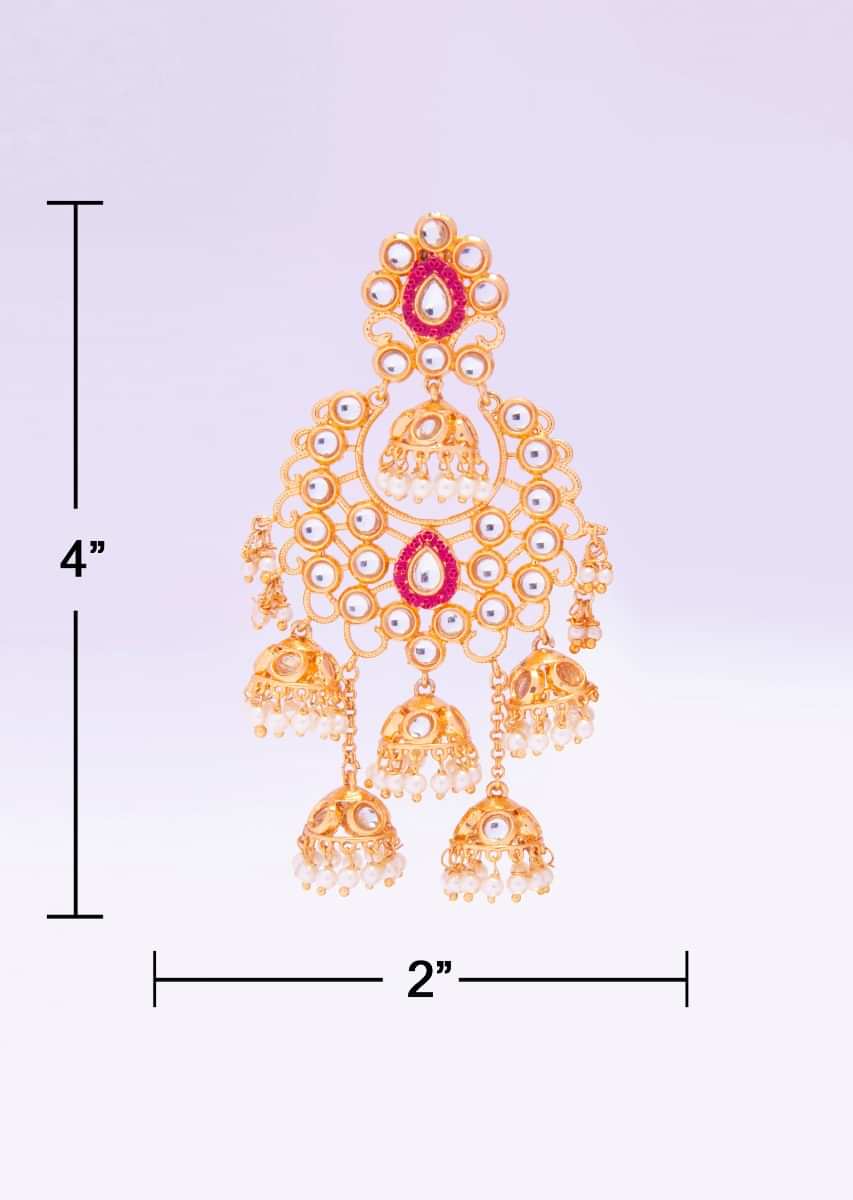 Cut out kundan earring with multiple nano jhumkas only on kalki