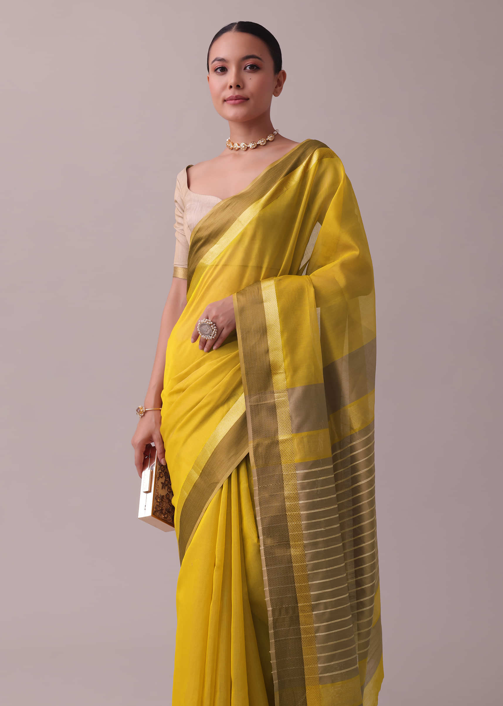 Buy Off White 100% Pure Chanderi Silk Embellished Gota Work Saree For Women  by Gulabo by Abu Sandeep Online at Aza Fashions.