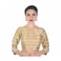 Beige Blouse In Silk With Copper Color Weave In Stripes Motif Online - Kalki Fashion