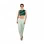 Bottle green zardosi embroidered crop top with cream dhoti pant only on Kalki