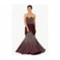 Fish tail strapless violet satin net gown with pleated cowl drape only on Kalki 