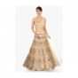 Gold Lehenga In Net With Geometric Motif Paired With A Strap Top With Preattached Net Dupatta Online - Kalki Fashion