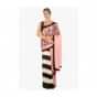 Half and half satin saree in pink and black and white stripes only on Kalki