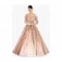 Light Peach Ballroom Lace Gown Embellished In Embroidery And 3 D Flowers Online - Kalki Fashion